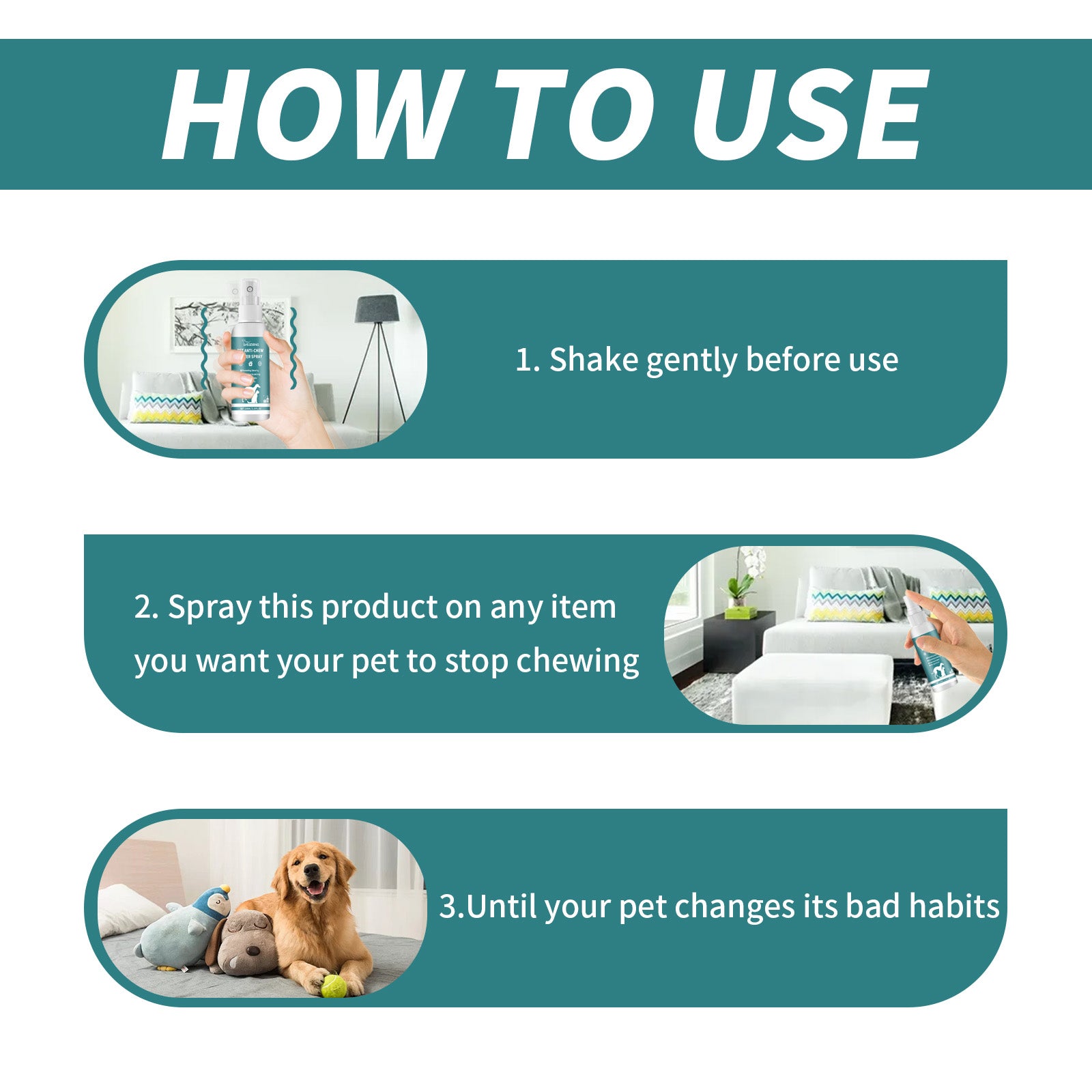Pet Training Anti-Chew Deterrent Spray.