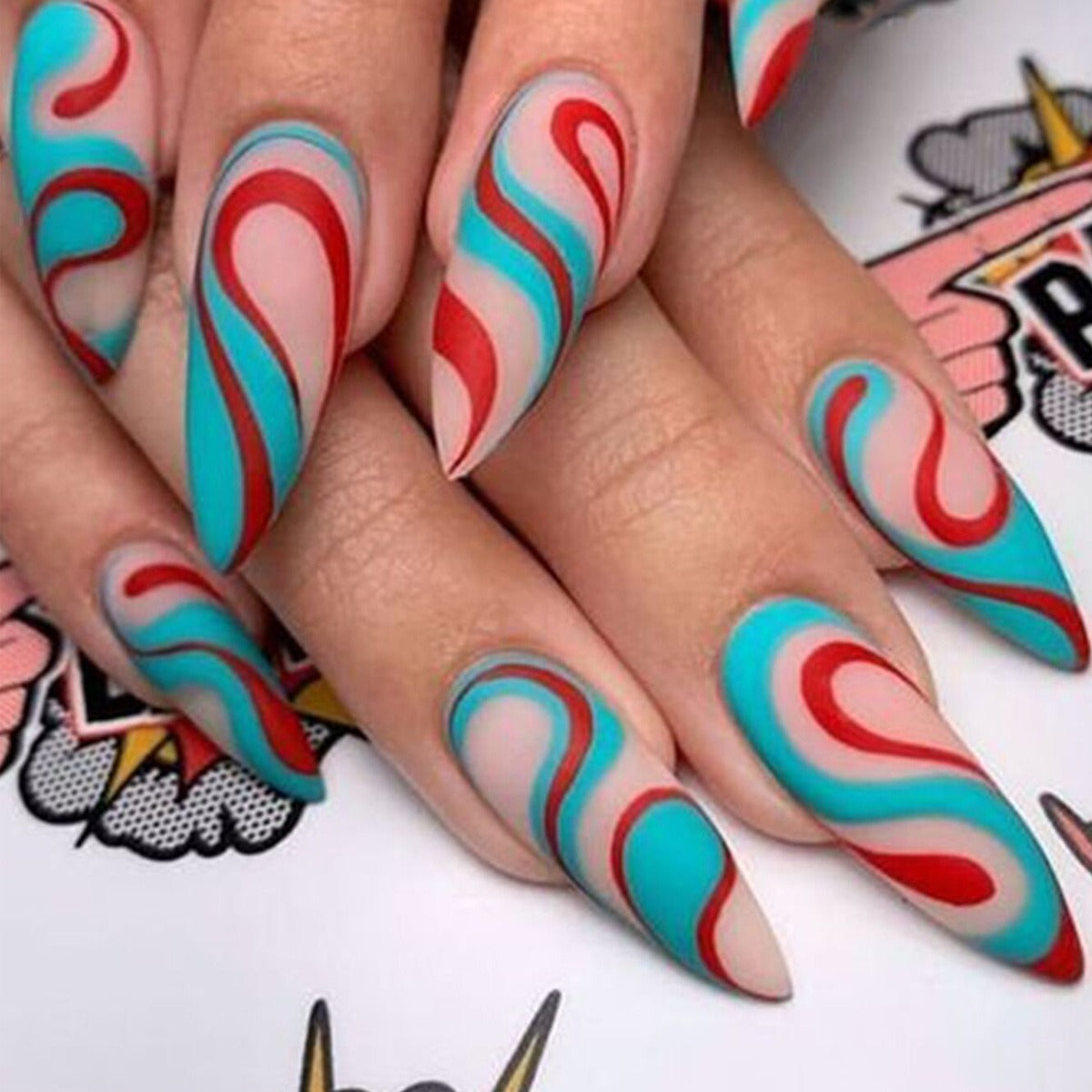 Almond Nail Art Hot Girl Wearable Nail Patch