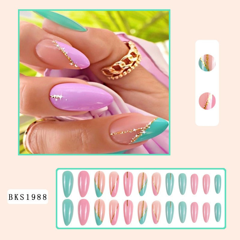 Almond Nail Art Hot Girl Wearable Nail Patch