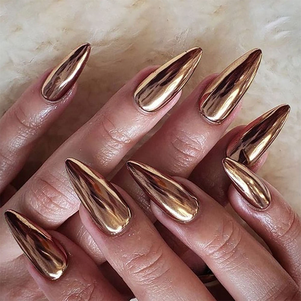 Electroplated Bronze Wearable Fake Nails